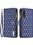 Samsung Galaxy A34 Için 5g Baskılı Rhombus Desen Pu Deri Kılıf Folio Manyetik Cüzdan Stand Zipper Cep Telefon Kapağı Strap-Mavi ile (Yurt Dışından) 1