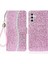 Samsung Galaxy A14 Için 5g 5g Telefon Kılıfı Işıltılı Toz Pu Deri Katlanabilir Stand Cüzdan Stili Kabuklu Bilek Strap-Pink ile (Yurt Dışından) 1