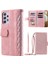 Samsung Galaxy A73 5g Için Damla Geçirmez Telefon Cüzdan Kılıfı, Rhombus Doku Fermuar Pu Pu Deri Deriye Dayanıklı Cep Telefon Kapağı Strap Kart Tutucu-Pink ile Standı (Yurt Dışından) 1