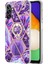 Samsung Galaxy A34 5g Yüzük Kickstand Tasarım Tpu Kılıfı Elektrokaplama Birleştirme Mermer Desen Imd Telefon Kapak-Dark Mor (Yurt Dışından) 2