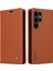 Samsung Galaxy S23 Için Ultra Pu Deri Şok Geçirmez Cüzdan Kılıfı Manyetik Otomatik Absorlanmış Telefon Stand Kapak Kahverengi (Yurt Dışından) 1