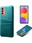 Samsung Galaxy M13 Için Çift Kart Yuvalı 4g Telefon Kılıfı Için, Damla Dayanıklı Pu Deri Kaplamalı Sert Pc Kapak Yeşili (Yurt Dışından) 1