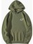 Kadın Satürn Baskılı Haki Oversize Kapüşonlu Sweatshirt 1