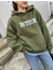 Unisex Haki Better Here Go Baskılı Oversize Üc Ip Hoodie 1