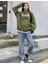 Unisex Haki Better Here Go Baskılı Oversize Üc Ip Hoodie 4