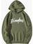 Kadın Freedom Baskılı Haki Oversize Kapüşonlu Sweatshirt 1