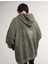 Kadın Haki Shastly Baskılı Üç Iplik Polar Hoodie 1
