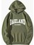Kadın Oakland Baskılı Haki Oversize Kapüşonlu Sweatshirt 1