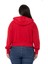 Büyük Beden Kanguru Cepli Kapüşonlu Üç Iplik Kırmızı Sweatshirt 3