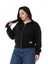 Büyük Beden Kanguru Cepli Kapüşonlu Üç Iplik Siyah Sweatshirt 4