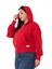 Büyük Beden Kanguru Cepli Kapüşonlu Üç Iplik Kırmızı Sweatshirt 4