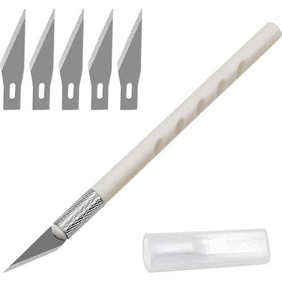 Acuto Kretuar Bıçağı Seti 5 Uç Yedekli Hobi Tasarım Neşter Set Hassas Kesim Bıçağı