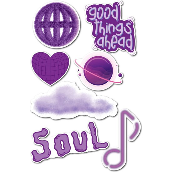 Postifull Mor Temalı Sticker Seti - 7 Adet Etiket Seti- Fiyatı