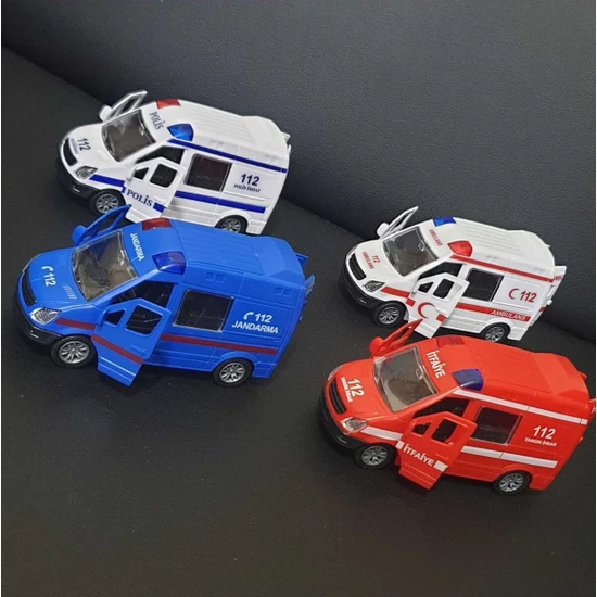 Hepsilazım Oyuncak Araba Ambulans Polis Jandarma Itfaiye 112 Acil Kurtarıcı 4lü Set 12 cm