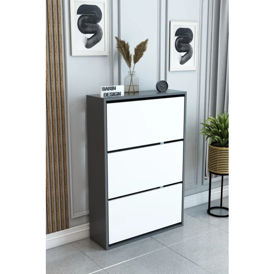 Barin Design Modern Ayakkabılık,düşer Kapak Ayakkabılık, 3 Bölmeli Ayakkabılık