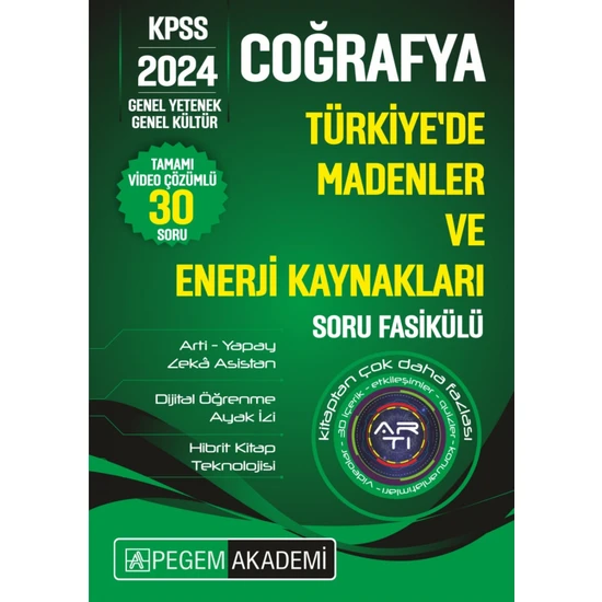 Pegem Akademi KPSS Coğrafya - Türkiye'de Madenler ve Enerji Kaynakları Soru Fasikülü
