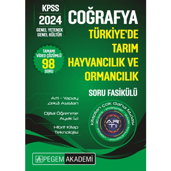 Pegem Akademi KPSS Coğrafya - Türkiye'de Tarım-Hayvancılık ve Ormancılık Soru Fasikülü