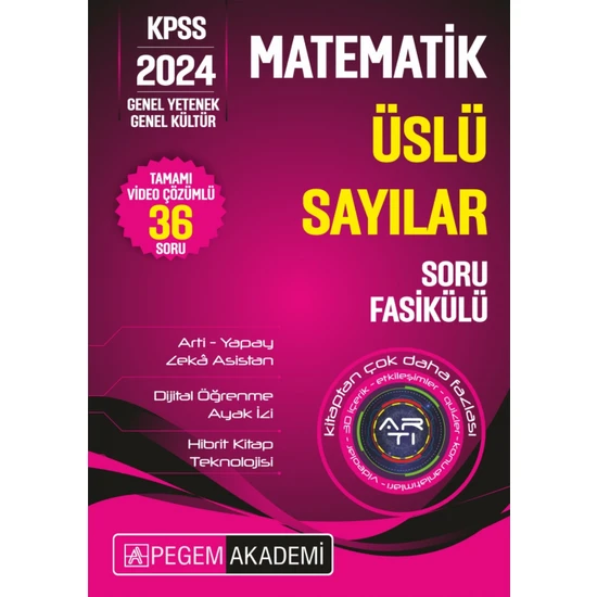 Pegem Akademi KPSS Matematik - Üslü İfadeler Soru Fasikülü