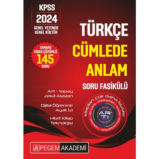 Pegem Akademi Yayıncılık Kpss Türkçe - Cümlede Anlam Soru Fasikülü