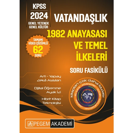 Pegem Akademi KPSS Vatandaşlık - 1982 Anayasası ve Temel İlkeleri Soru Fasikülü