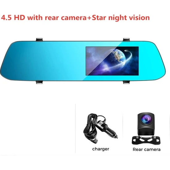 Cdwishbest 16G Tarzı 4.5 Arka Kameralı Araba Dvr 10 Inç Akış Medya Çift Lens Video Kaydedici Dikiz Aynası Çizgi Kam Ön ve Arka Kamera Gece Görüş Çizgi Kam (Yurt Dışından)