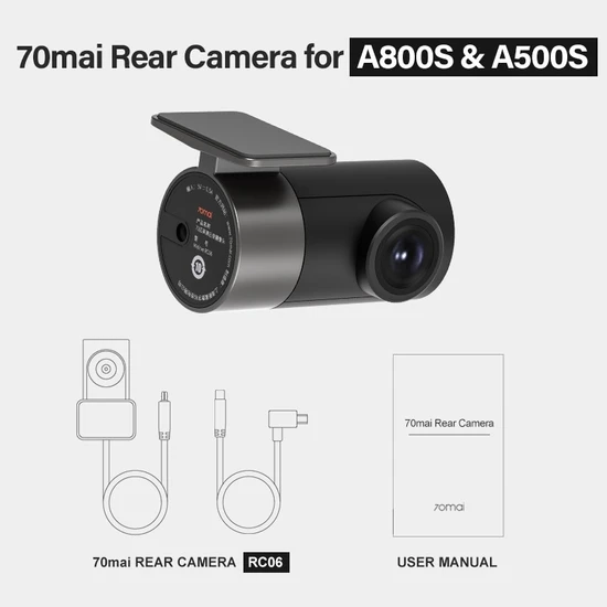 Cdwishbest RC06 A800S A500S 70MAI Arka Kamera Sadece 70MAI 4K Çizgi Kam A800, A800S ve A500S Pro Plus+ Araba Dvr Dikiz Kamerası Için (Yurt Dışından)