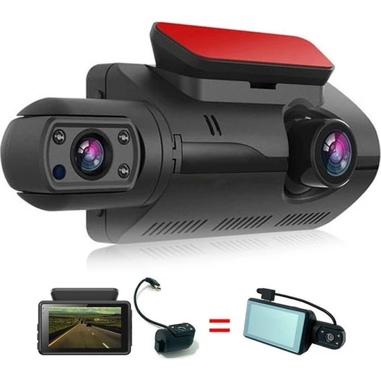 Cdwishbest Siyah 1080P Çizgi Kam Ön Kabin Çift Lensli Araba Kamera Kaydedici Dvr Geniş Açı Gece Görüş Ters Döngü Kayıt Hareket Sensörü (Yurt Dışından)