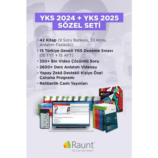 Raunt YKS 2023 SÖZ Dijital + YKS 2024 SÖZ / EA (42 Kitap / Soru Bankası / Dijital) Üniversiteye Hazırlık Seti