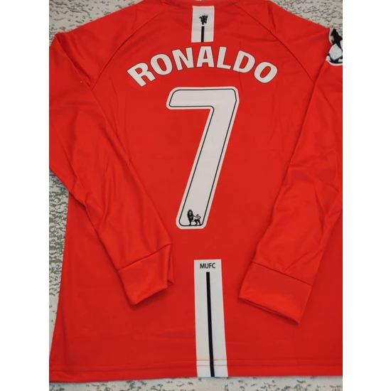 RODAK WEAR Cr7 Ronaldo Çorap Hediyeli Manchester United 2007-2008 Kırmızı Uzun Kollu Nostalji Forması