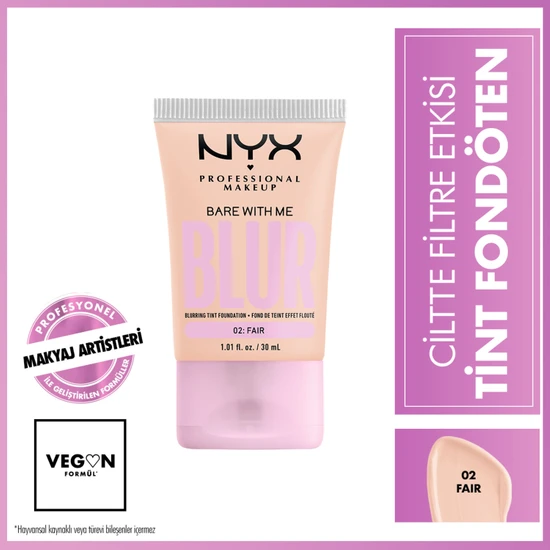 NYX Professional Makeup Blur Tint Ciltte Filtre Etkili Fondöten - 02 Fair