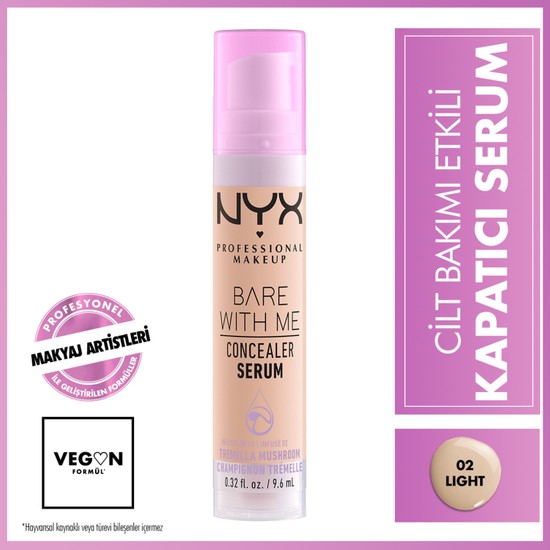 NYX Professional Makeup Bare With Me Kapatıcı Serum 02 Light Concealer