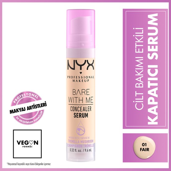 NYX Professional Makeup Bare With Me Kapatıcı Serum 01 Fair Concealer