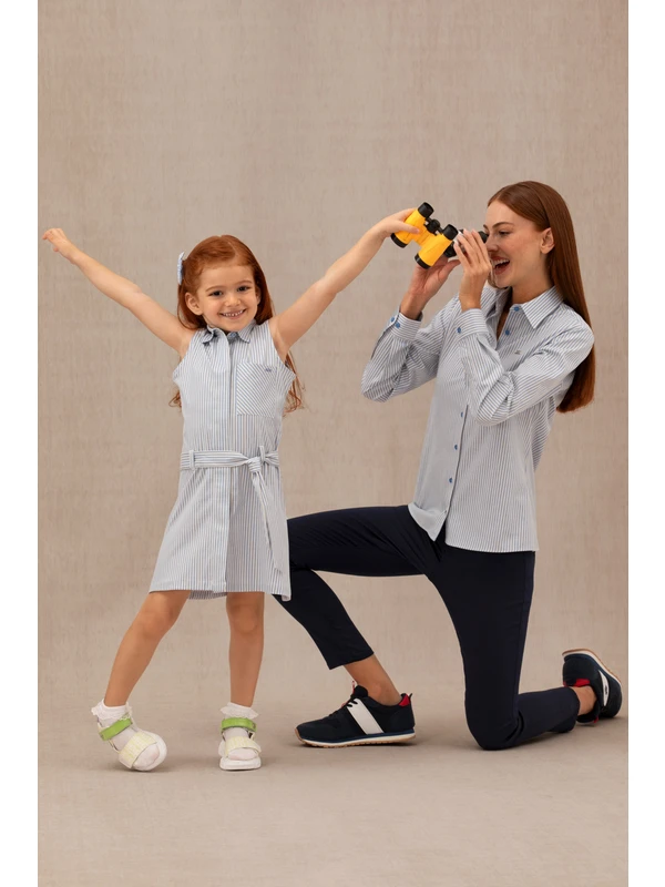 U.S. Polo Assn. Kız Çocuk Mavi Dokuma Elbise 50269731-VR036