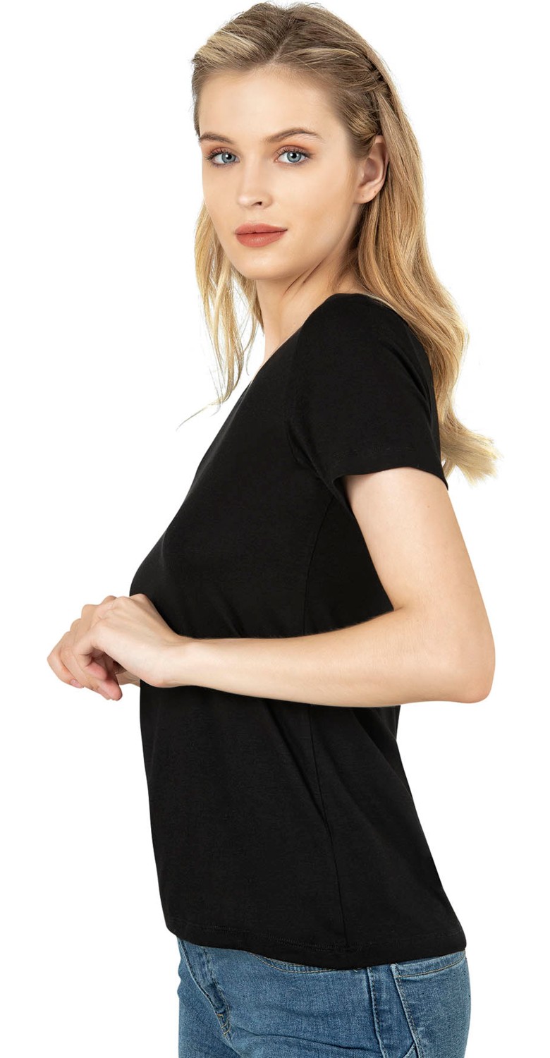Özkan Underwear Özkan 26976 Kadın Viskon Kısa Kollu Yuvarlak Yaka T-Shirt görsel 7