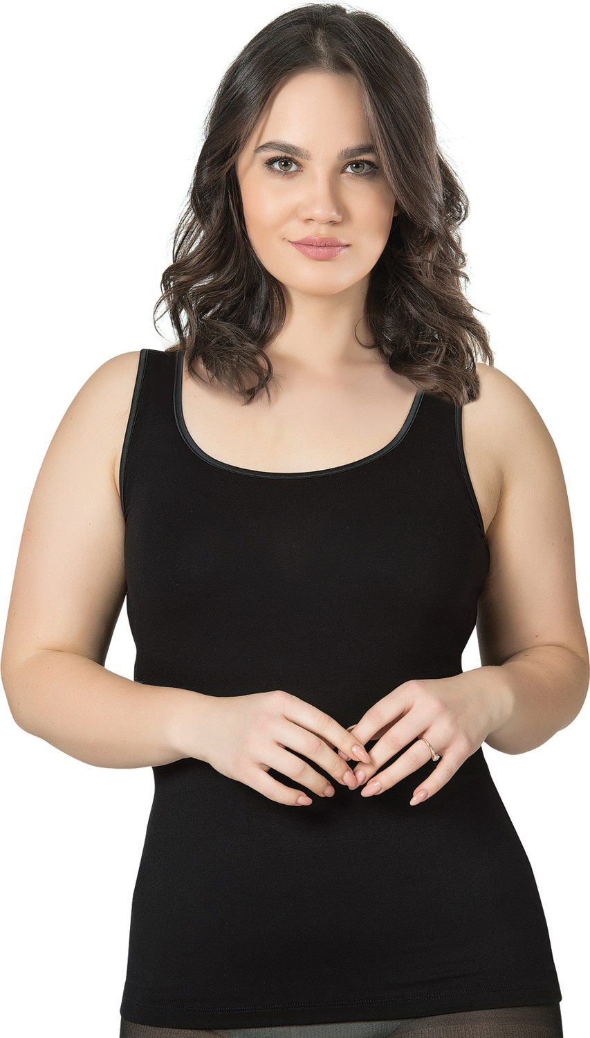 Özkan Underwear Özkan 25922 Kadın Viskon Esnek Yumuşak Kalın Askılı Yuvarlak Yaka Büyük Beden Örme Atlet