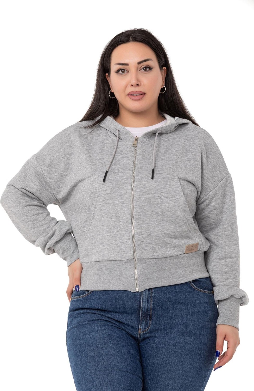 Disentis Modest Büyük Beden Kanguru Cepli Kapüşonlu Üç Iplik Kırmızı Sweatshirt görsel 6