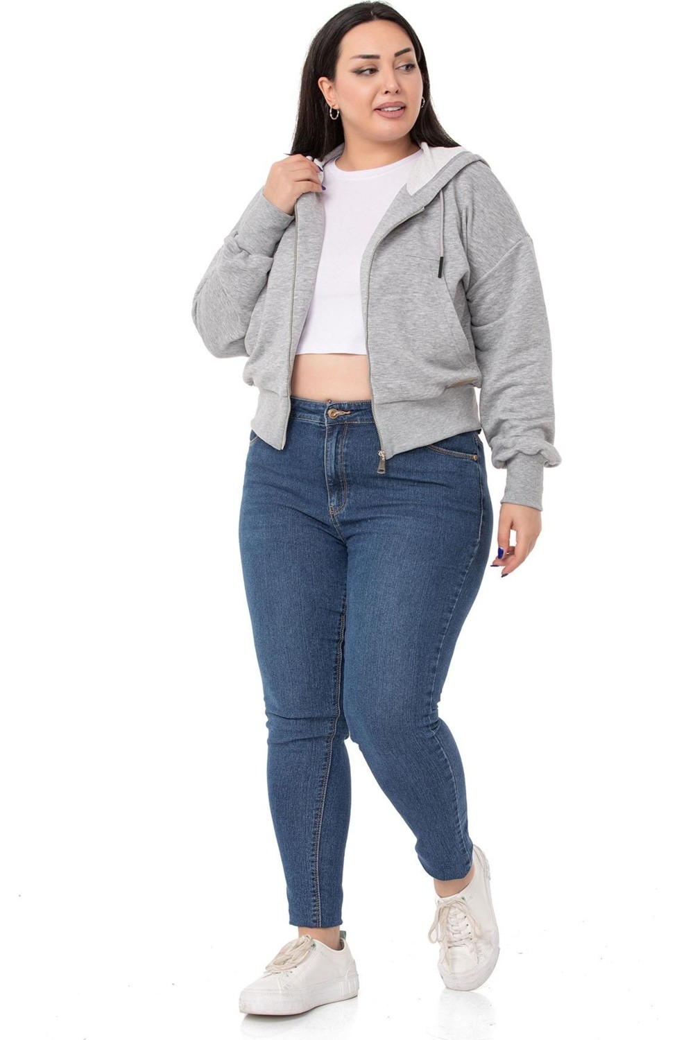 Disentis Modest Büyük Beden Kanguru Cepli Kapüşonlu Üç Iplik Kırmızı Sweatshirt görsel 7