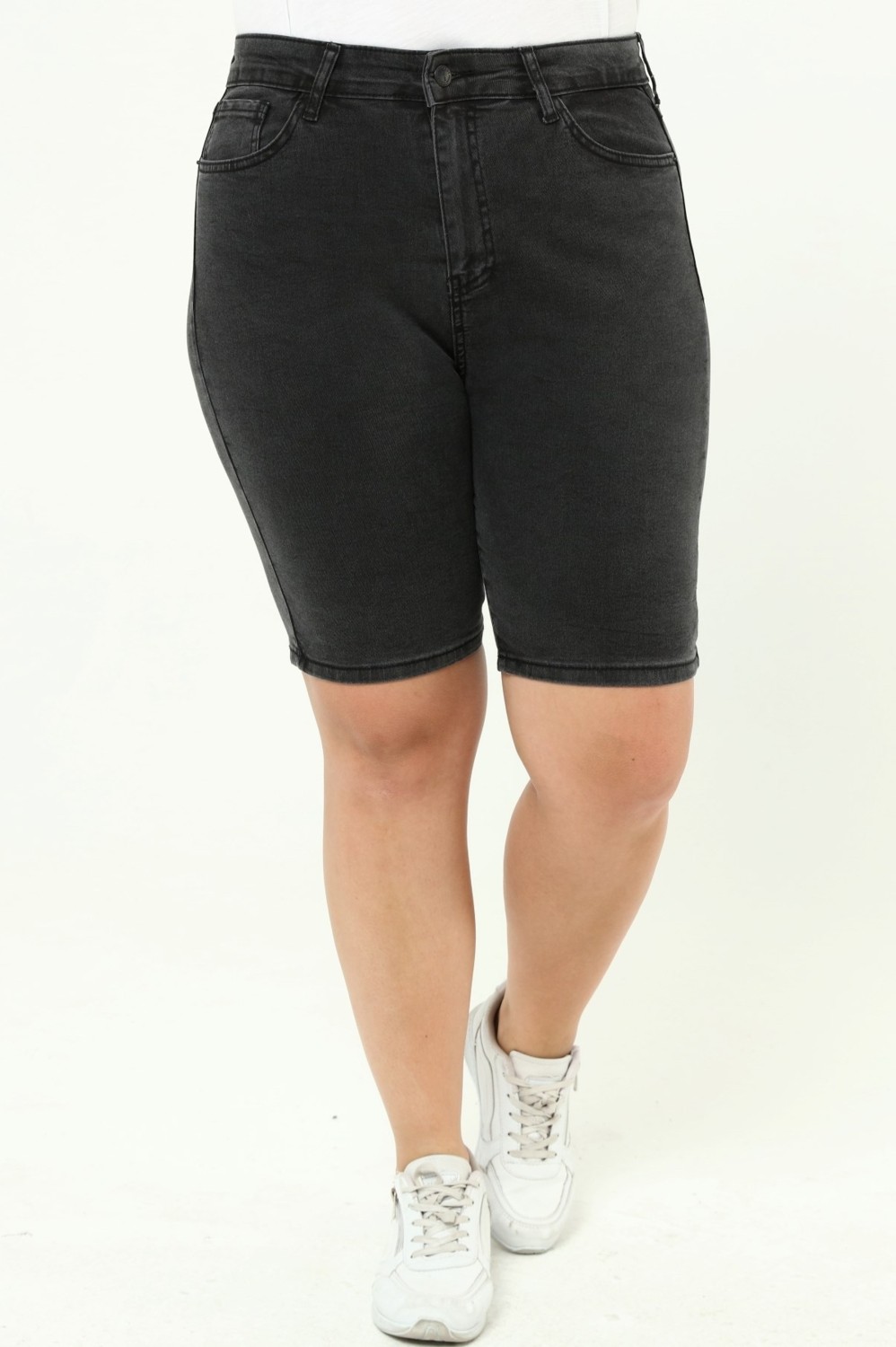 Cedy Denim CEDY DENİM KADIN BÜYÜK BEDEN YÜKSEK BEL LİKRALI SLİMFİT JEANS ŞORT-C606 görsel 6