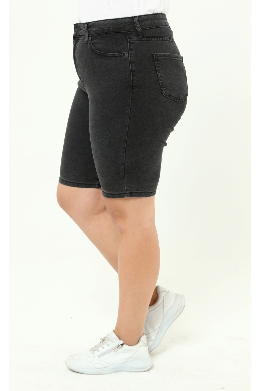 Cedy Denim CEDY DENİM KADIN BÜYÜK BEDEN YÜKSEK BEL LİKRALI SLİMFİT JEANS ŞORT-C606 görsel 8