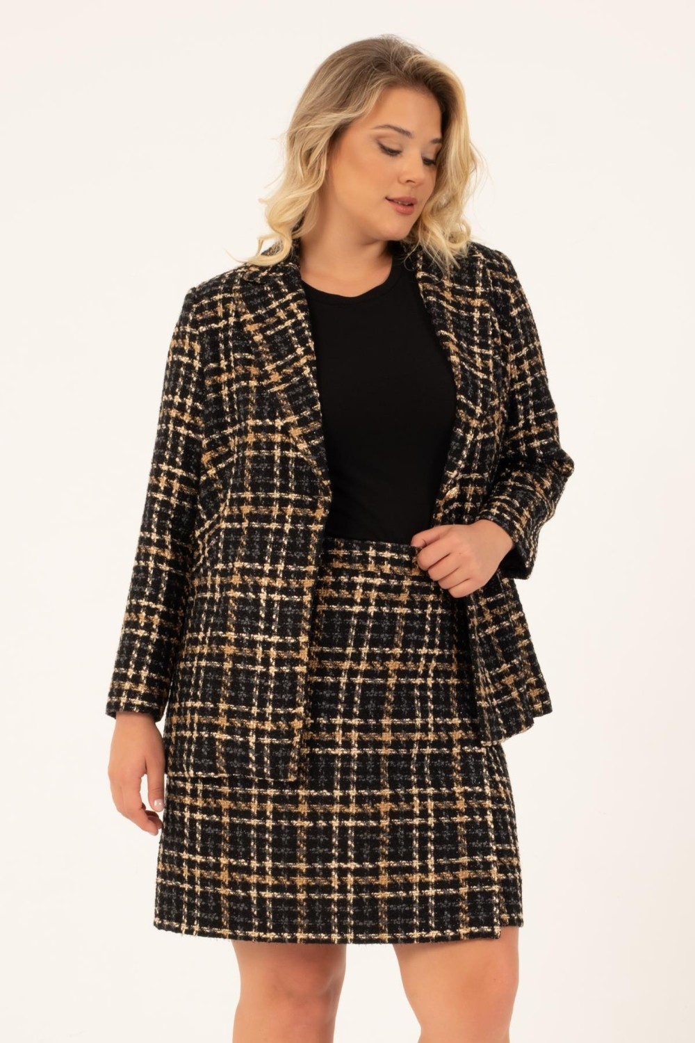 Myline Astarlı Tüvit Kruvaze Blazer Ceket görsel 3