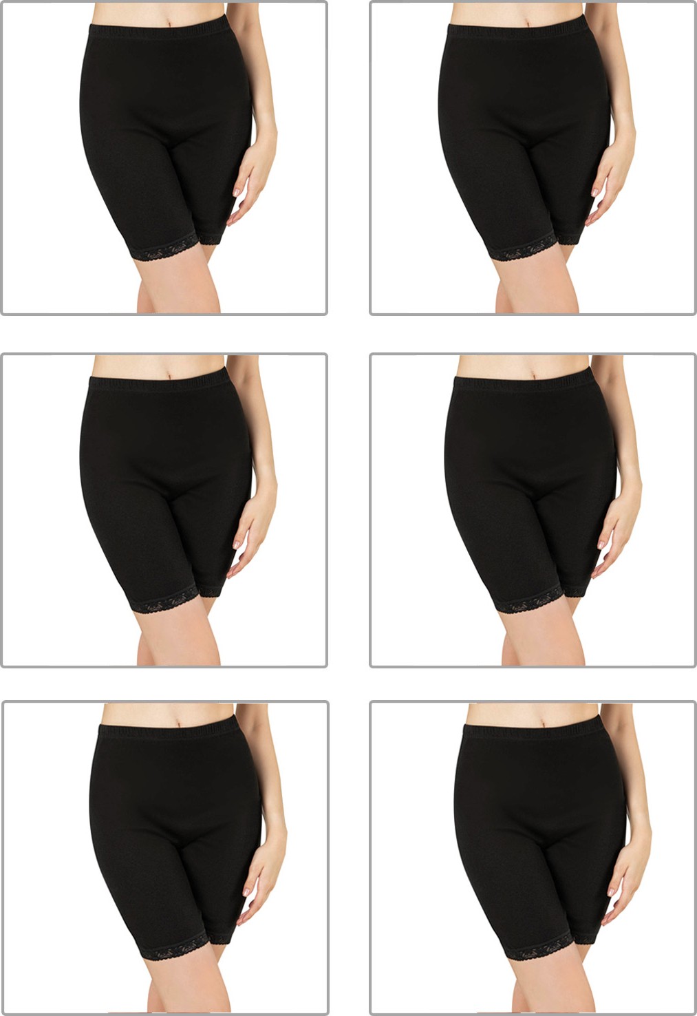 Özkan Underwear Özkan 0114 6'lı Paket Kadın Pamuklu Dantelli Ribana Esnek Yumuşak Paçalı Alt İçlik Don Külot Tayt görsel 5
