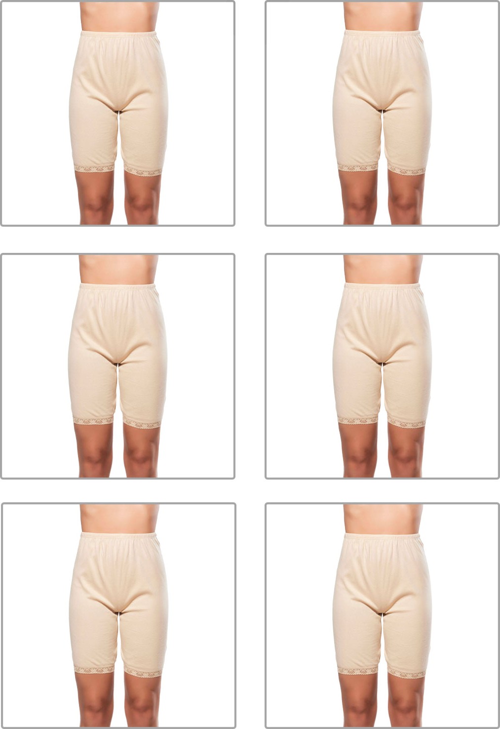 Özkan Underwear Özkan 0114 6'lı Paket Kadın Pamuklu Dantelli Ribana Esnek Yumuşak Paçalı Alt İçlik Don Külot Tayt