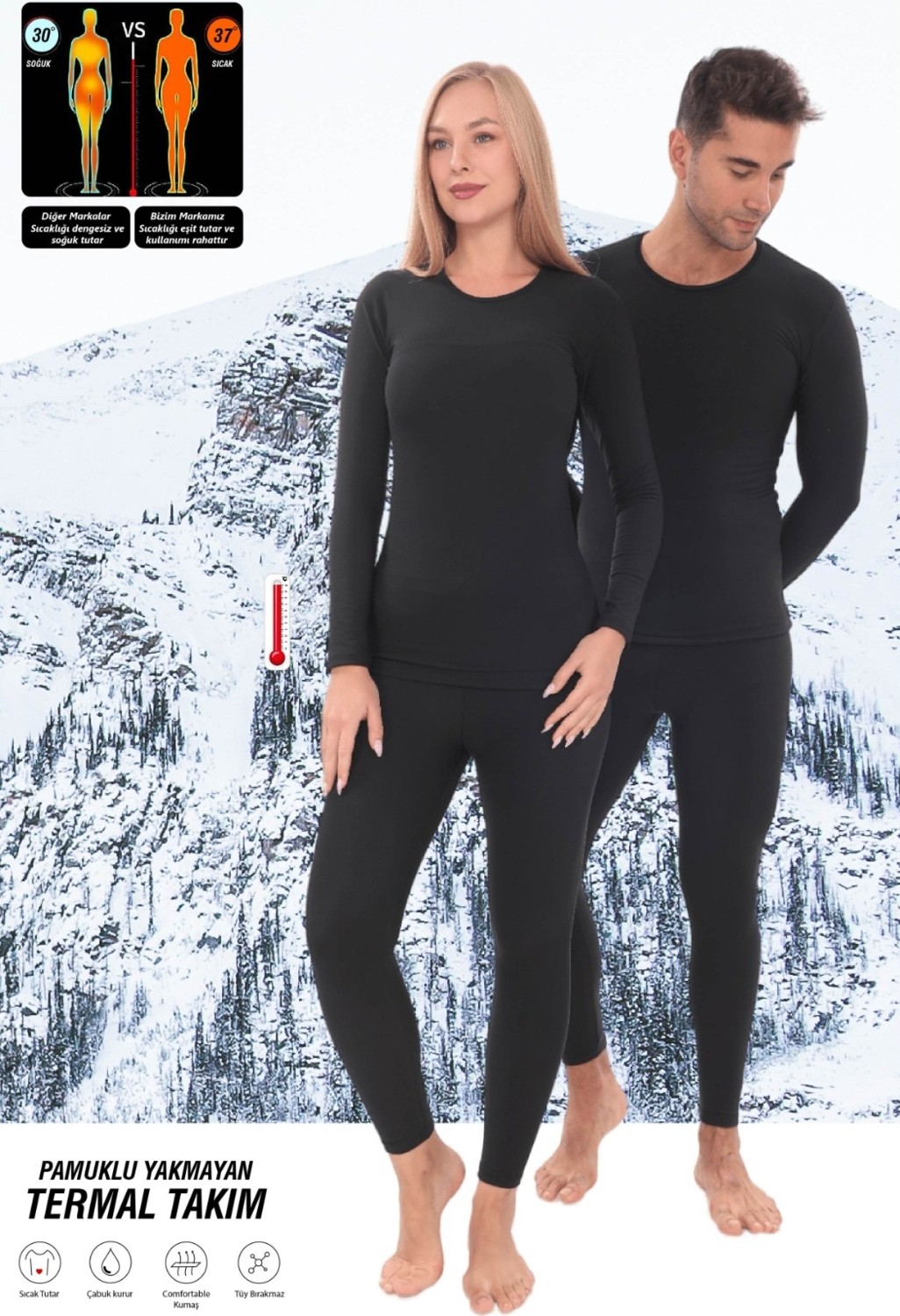 Sauna Suit Unisex Kışlık Sıcak Tutan Termal Içlik Alt Üst Takım Pamuklu Termal Takım