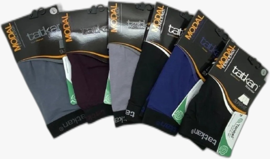 Tatkan Bodywear Tatkan Erkek 5'li Modal Penye (Likralı Esnek) Spor Kesim Slim Fit Boxer Külot (Kombin)