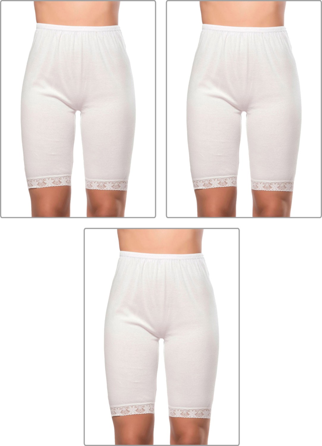 Özkan Underwear 0114 3'lü Paket Kadın Pamuklu Dantelli Ribana Esnek Yumuşak Paçalı Alt İçlik Don Külot Tayt