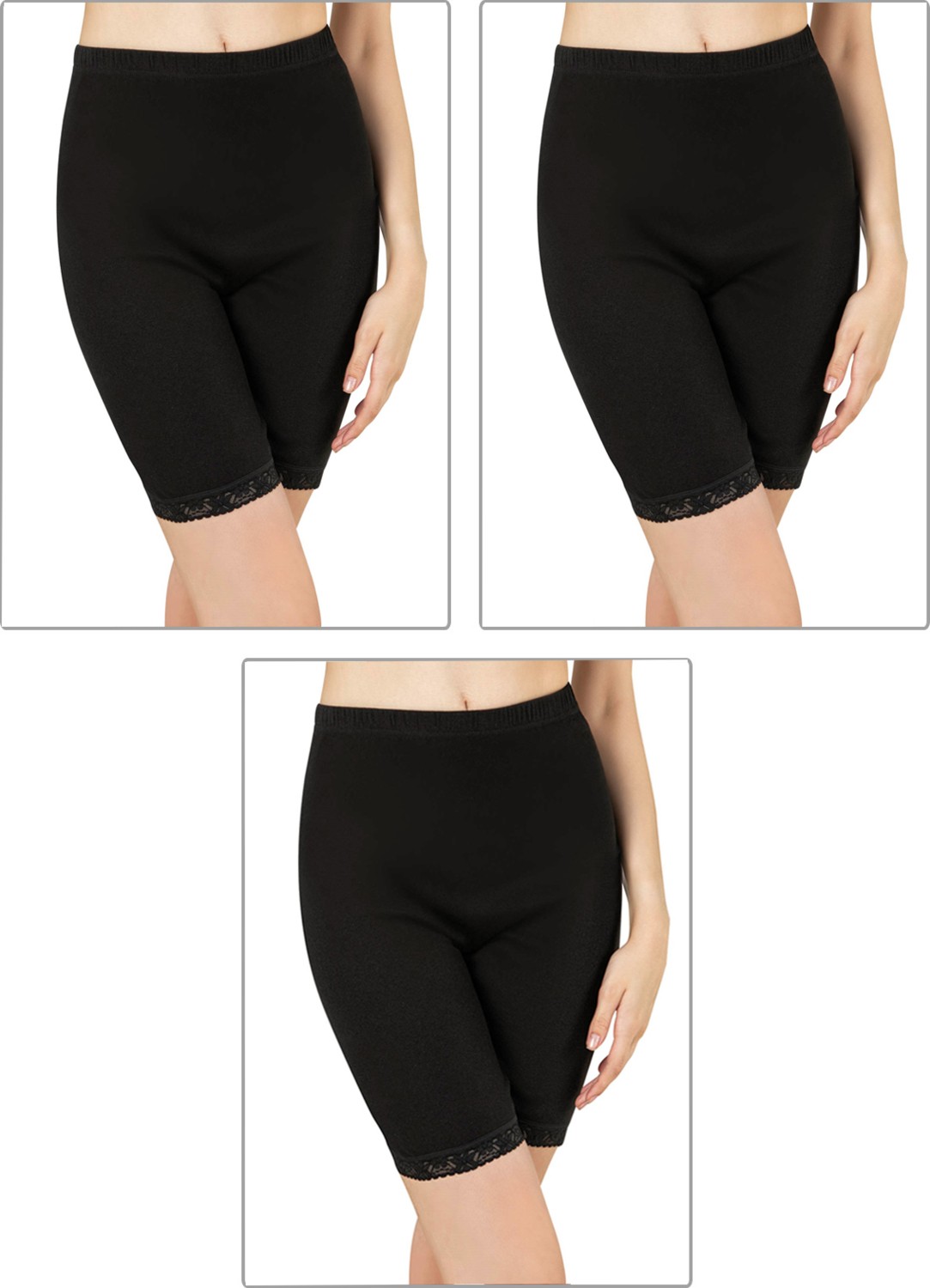 Özkan Underwear 0114 3'lü Paket Kadın Pamuklu Dantelli Ribana Esnek Yumuşak Paçalı Alt İçlik Don Külot Tayt görsel 5