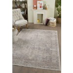 Venucci Home & Living Valeria Vintage Dokuma Modern Halı 80 x 150 cm Polyester Özellikli Yıkanabilir Krem - Gri Renk