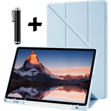 M.tk moveteck Samsung Galaxy Tab S7 Fe Lte 12.4 Inç Kılıf Kalem Bölmeli Yumuşak Silikon Kapak Akıllı Uyku Modlu Üçgen Standlı + Dokunmatik Kalem 2'li Set Tab S7 Fe S7 Plus 12.4 Inç SM-T730 T735 T737 Tablet Kılıfı