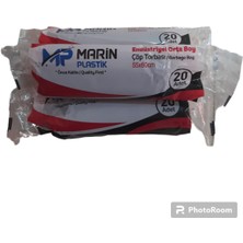 Marin Plastik Endüstriyel Orta Boy Çöp Poşeti 55*60 Siyah - 3 Rulo