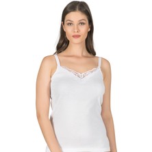 Özkan Underwear 0110 3'lü Paket Kadın Ribana Pamuklu Güpürlü Esnek Rahat Ince Askılı Atlet